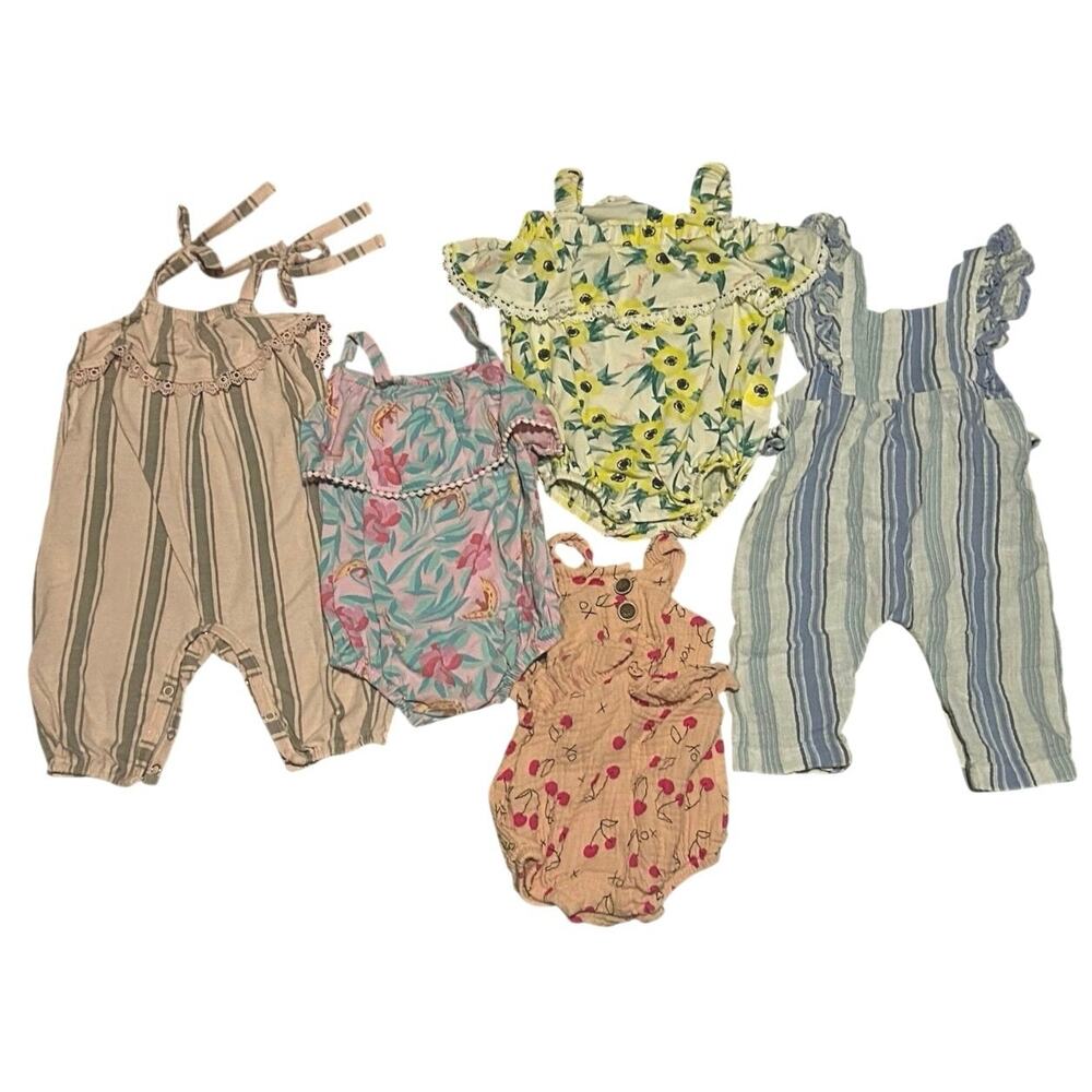 Jessica Simpson Baby Girl Bundle 5 Romper Lot 3M 6M EUC